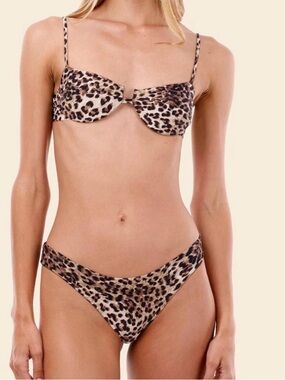 NWT MALAI TORI-NEO PARAMOUNT BIKINI Swimsuit Top & Bottom  size S LEOPARD Beach